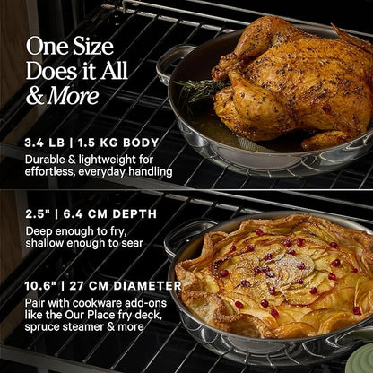 Our Place Titanium Always Pan Pro | 10.6" PFAS-Free Nonstick Frying Pan with Spatula | Chef-Grade Tri-Ply Stainless Steel & Aluminum Build | Induction & Oven-Safe up to 1000°F | Chrome