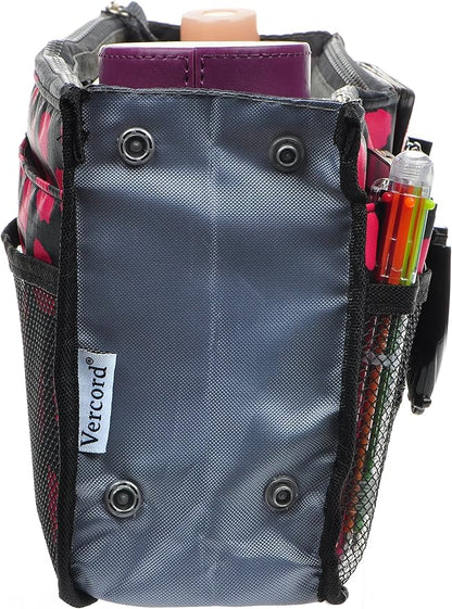 Vercord Purse Organizer Insert for Handbags Bag Organizers Inside Tote Pocketbook Women Nurse Nylon 13 Pockets Rose Heart Medium
