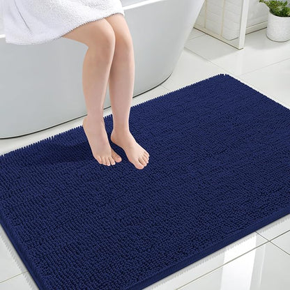OLANLY Large Bathroom Rugs 44x32, Soft Absorbent Chenille Bath Rugs, Rubber Backing Quick Dry, Machine Washable Bath Mats for Bathroom Floor, Tub and Shower, Home Decor Accessories, Twilight Sapphire
