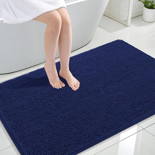 OLANLY Large Bathroom Rugs 44x32, Soft Absorbent Chenille Bath Rugs, Rubber Backing Quick Dry, Machine Washable Bath Mats for Bathroom Floor, Tub and Shower, Home Decor Accessories, Twilight Sapphire