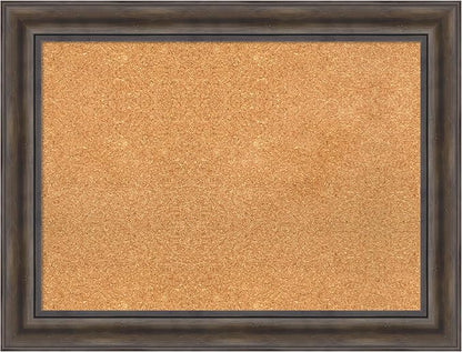 Amanti Art Natural Cork Board for Wall, 25x33 Vision Board with Brown Wood Frame, Medium Corkboard Office Decor for Home Organization, Rustic Farmhouse Corkboard Pinboard to display items for home