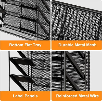 Kuntine.B Wall File Organizer (Black, 7 Tier 2 Pack)