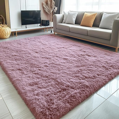 OLANLY 5x8 Machine Washable Large Area Rugs for Living Room, Bedroom, Soft Fluffy Shaggy Bedside Rug, Indoor Floor Carpet for Kids Girls and Boys, Dorms, Nursery, Home Decor Aesthetic, Blush