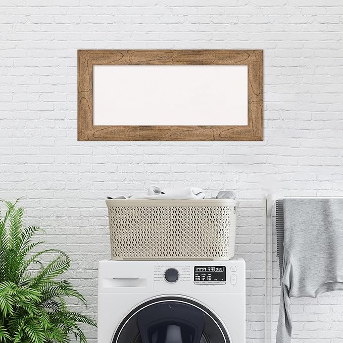 Amanti Art White Cork Board for Wall, 18x36 Vision Board with Brown Wood Frame, Medium Corkboard Office Decor for Home Organization, Country Rustic Corkboard Pinboard to Display Items for Home