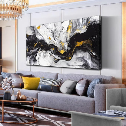 Alsingbago Large Abstract Canvas Wall Art for Living Room Bedroom Black and White Picture Ink and Wash Style Prints for Home Office Decoration Size 30x60 Ready to Hang