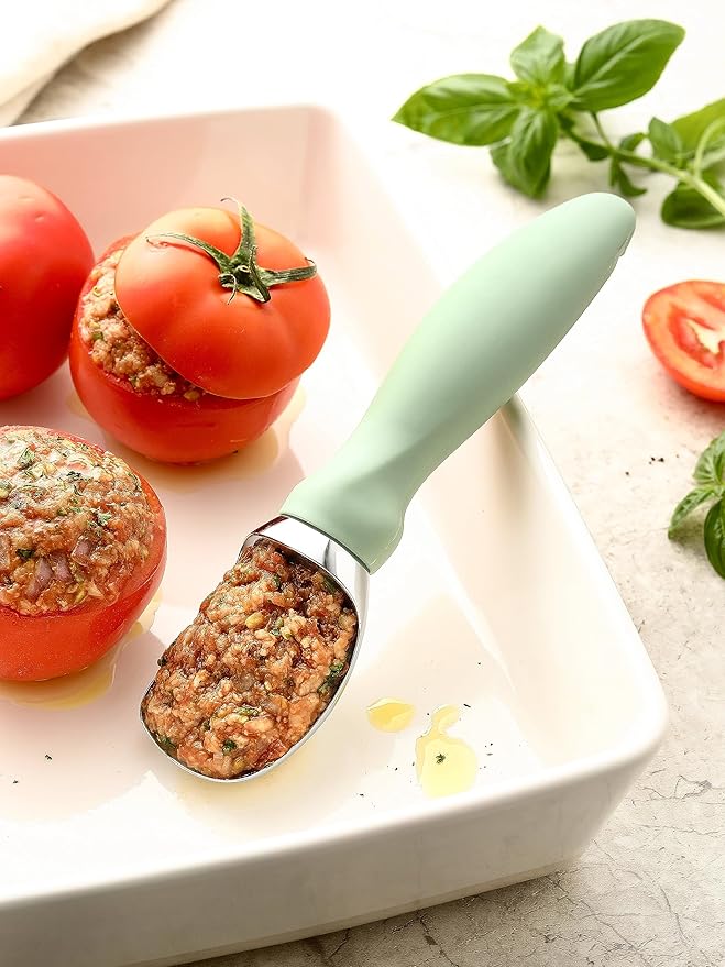 Spring Chef Ice Cream Scoop with Comfortable Handle, Professional Heavy Duty Sturdy Scooper, Premium Kitchen Tool for Cookie Dough, Gelato, Sorbet, Pistachio
