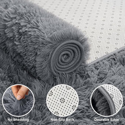 Shag Area Rugs for Bedroom Living Room,6X9 Ultra Soft Fluffy Area Rugs for Dorm,Indoor Carpet Plush Rugs for Home Decor,Dark Grey