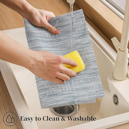 Leetaltree Jacquard Blue Placemats Set of 8 - Heat Resistant Non-Slip Place mats for Dining Table, Washable Durable PVC Vinyl Woven Table Mats(Jacquard Blue, 8)