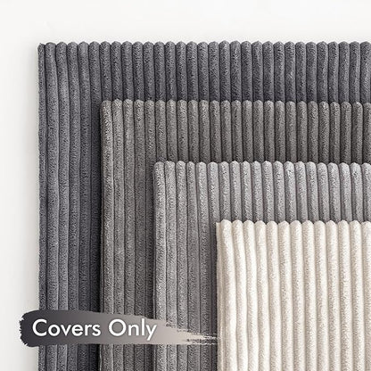 MIULEE Pack of 4 Neutral Grey Gradient Decorative Throw Pillow Covers 20x20 Inch Soft Boho Striped Corduroy Pillow Covers Modern Farmhouse Home Decor for Sofa Living Room Couch Bed