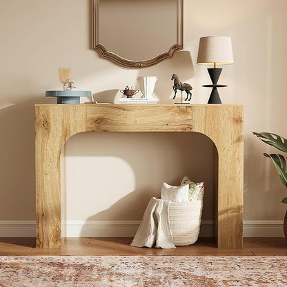 GarveeHome 47 in Farmhouse Console Table, Narrow Wood Entryway Table Behind Couch, Slim Rustic Hallway Furniture for Living Rooms, Foyers & Apartments, Oak