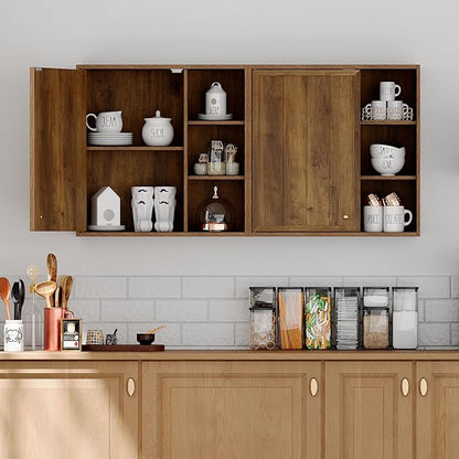 Bathroom Wall Cabinet, Small Wall Cabinet Over Toilet with Door and Adjustable Shelf, Rustic Medicine Cabinet for Kitchen, Garage, Livingroom, Laundry Room (Brown, 1 PCS)
