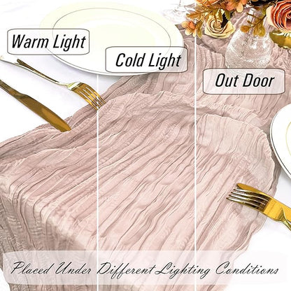 8 Pack Dusty Pink Cheesecloth Table Runner 22 x 108 inch Gauze Cheese Cloth Table Runner Bulk for Rustic Wedding Baby Shower Birthday Party Boho Table Decor
