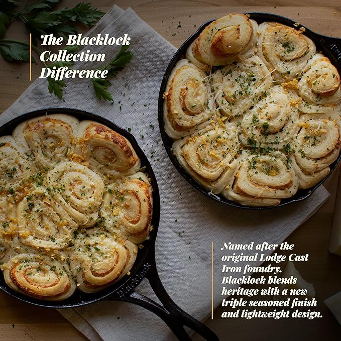 Lodge Blacklock Cast Iron Skillet Set, 10.25" & 12" - Triple Seasoned - Lightweight - Easy Cleanup - Premium Cookware