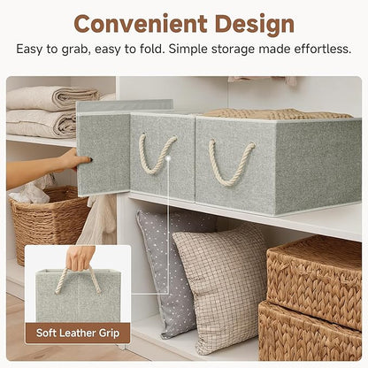 StorageWorks Storage Baskets for Shelves, Foldable Fabric Closet Storage Bins with Handles, Fabric Storage Bins Clothes Organizer, Gray, 3-Pack, Extra Large
