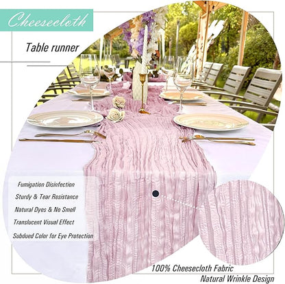8 Pack Light Pink Cheesecloth Table Runner 22 x 108 inch Gauze Cheese Cloth Table Runner Bulk for Rustic Wedding Baby Shower Birthday Party Boho Table Decor