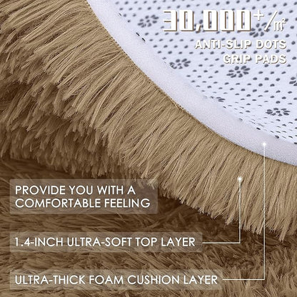 OLANLY 5x8 Machine Washable Large Area Rugs for Living Room, Bedroom, Soft Fluffy Shaggy Bedside Rug, Indoor Floor Carpet for Kids Girls and Boys, Dorms, Nursery, Home Decor Aesthetic, Taupe