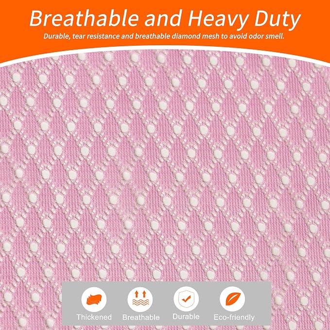 Polecasa Heavy Duty Large Mesh Laundry Bags with ID Tag and Locking Drawstring Closure - 2 Pack, 24 x 36 inches - Laundry Hamper Liner, Washable Laundry Bag for Travel, Sports, Dorms (Pink)