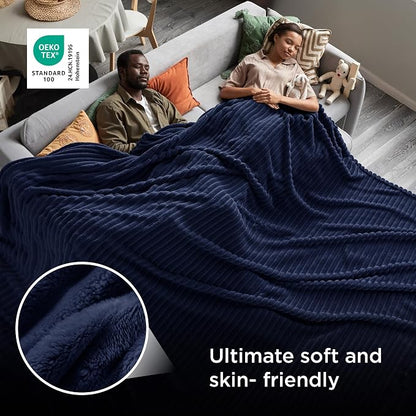 Bedsure GentleSoft Large Fleece Blanket for Bed - Cozy Soft Throw Blankets for Women, Cute Large Throws for Girls, Navy, 120x120 Inches