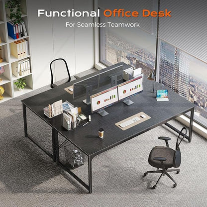 PRAISUN 70.8 X 29.5 Inch Computer Desk with Deeper Desktop, Gaming Office Writing Work Desk for Home Office, Study, Bedroom, Work from Home, Metal Frame, Black