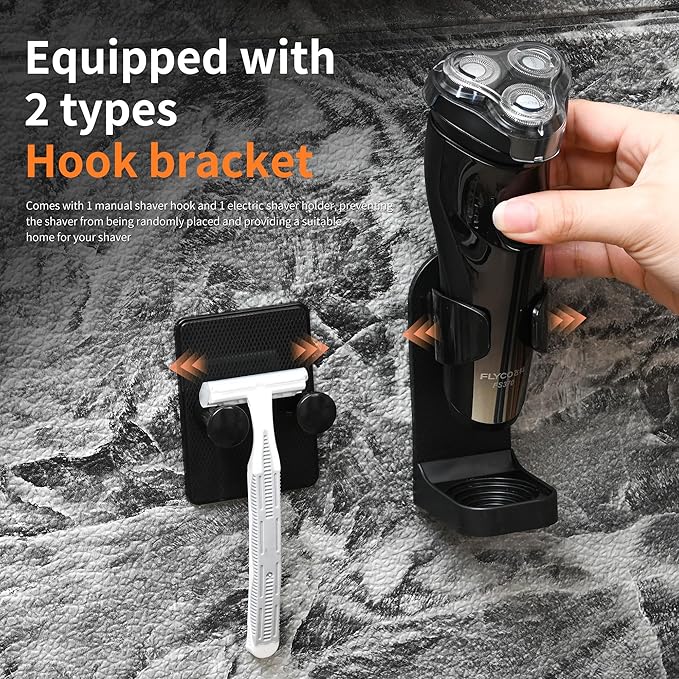 Fog free shower mirror - rotatable, adjustable shaver hook, suitable for both men and women with makeup mirrors, shower accessories, bathroom anti fog mirror (8 * 7 inches), shaver holder (black)