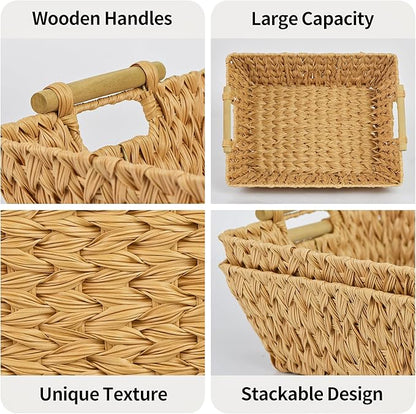 GRANNY SAYS 2-Pack Wicker Storage Baskets, Wicker Baskets for Organizing, Large Basket with Handles, Waterproof Woven Basket, Storage Baskets for Shelves