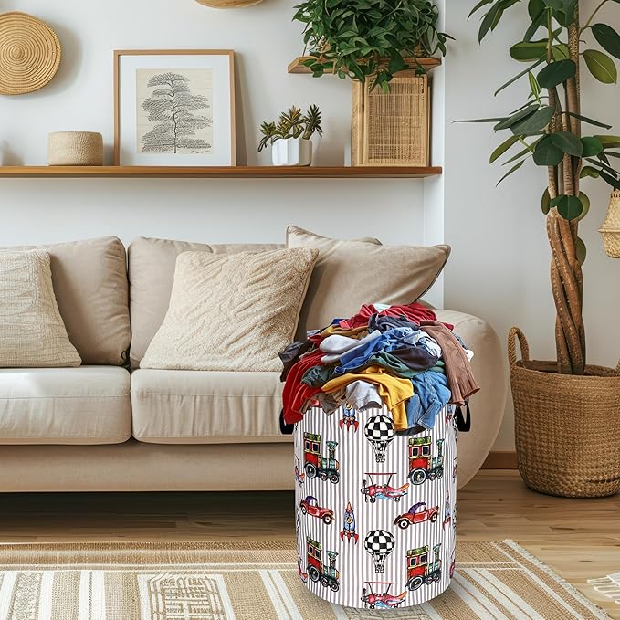 Personalize Cars Printed Laundry Basket Oxford Cloth Foldable Funny Laundry Hamper With Handle Portable Clothes Storage Organizer Basket 18.9x16.5Inch Laundry Bag For Laundry Room/Bedroom/Bathroom