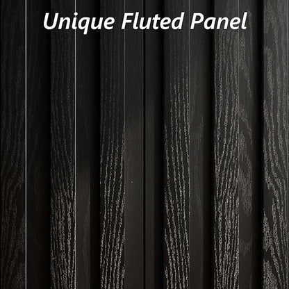 Fluted Cabinet with Storage, Buffet Cabinet Sideborad with 2 Doors, Black Buffet Storage Accent Cabinets with Adjustable Shelves for Living Room, Entry, Hallway, Kitchen
