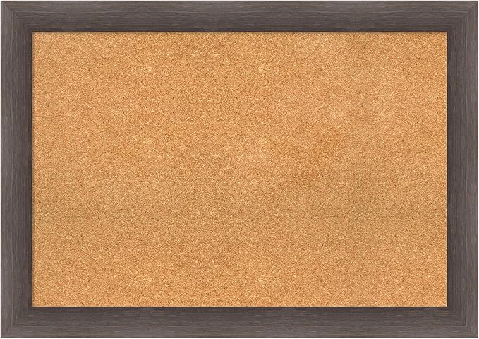 Amanti Art Natural Cork Board for Wall, 29x41 Vision Board with Brown Wood Frame, Large Corkboard Office Decor for Home Organization, Rustic Farmhouse Corkboard Pinboard to display items for home