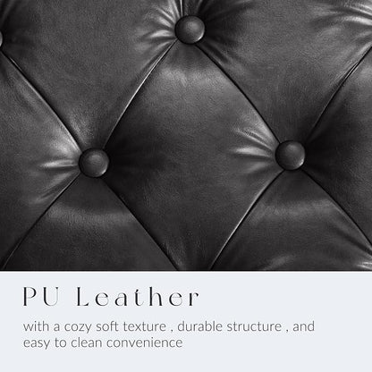 GRAINELL Storage Ottoman Bench, Upholstered Tufted Bedroom Bench with Storage, End of Bed Storage Bench for Living Room & Entryway, 350 lb Capacity, Leather Black
