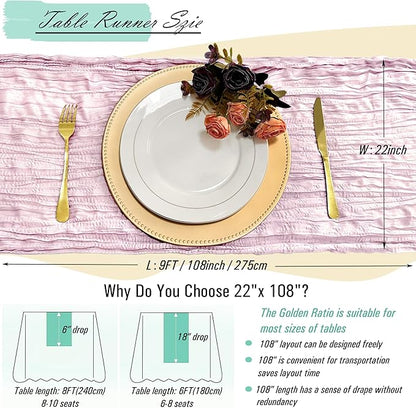 8 Pack Light Pink Cheesecloth Table Runner 22 x 108 inch Gauze Cheese Cloth Table Runner Bulk for Rustic Wedding Baby Shower Birthday Party Boho Table Decor
