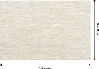 Leetaltree Wheat Placemats Set of 4 - Heat Resistant Non-Slip Place mats for Dining Table, Washable Durable PVC Vinyl Woven Table Mats（Wheat, 4）