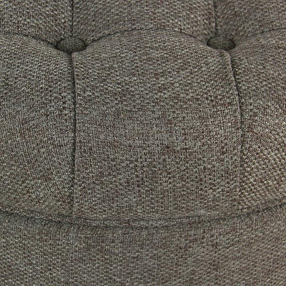 Homepop Home Decor | Button Tufted Woven Round Storage Ottoman | Ottoman with Storage for Living Room & Bedroom (Dark Gray)