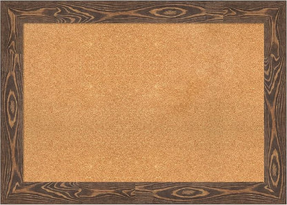 Amanti Art Natural Cork Board for Wall, 30x42 Vision Board with Brown Wood Frame, Large Corkboard Office Decor for Home Organization, Rustic Farmhouse Corkboard Pinboard to display items for home