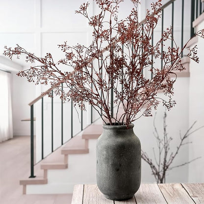 SIDUCAL Rustic Farmhouse Flower Vase | 9.5 Inch Large Ceramic Vase | Pampas Grass | Modern Farmhouse Decor for Home Decor, Table, Living Room Decoration, Shelf Decor, Mantel, Black