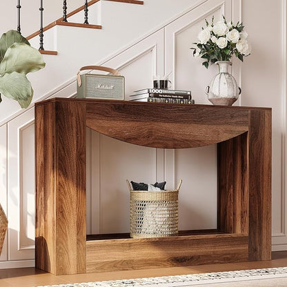 Farmhouse Console Table, 47 Inches Entryway Console Table with LED Light, Sofa Table Behind Couch, Wooden Accent Entryway Table for Living Room, Hallway