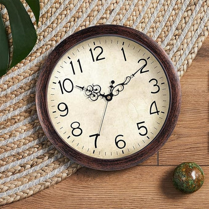 KECYET Wall Clock 12 Inch Vintage Wall Clocks Battery Operated Quartz Silent Non-Ticking Retro Rustic Style Clock Decorative for Living Room, Home Office, Kitchen,Bedroom (Bronze)