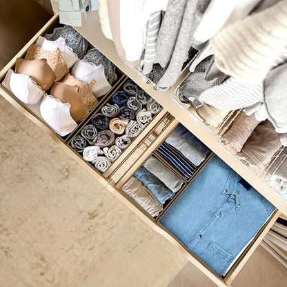 Simple Houseware Underwear Drawer Organizer for Lingerie/Undergarment/Bra/Panty/Sock/Onesie, Set of 6, Brown