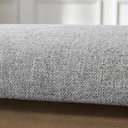 Entryway Bench, Chenille Upholstered Shoe Benches for Bedroom, Ottoman Benches with Solid Wood Shelf, Storage Bench for Hallway, Living Room(Grey)
