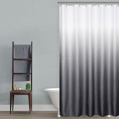 Dark Grey Shower Curtain,Ombre Waffle Weave Waterproof Cloth Fabric Shower Curtains Liner for Bathroom with Hooks, Slate Gray, 70x72