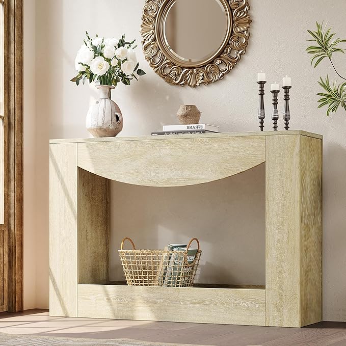 Console Table, 47 Inches Wooden Rectangular Sofa Table Behind The Couch, Entryway Table Behind Couch, Wooden Accent Entryway Table for Living Room, Hallway