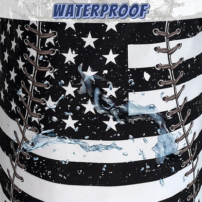 Baseball Textures Laundry Basket Foldable Oxford Cloth American Flag Laundry Hamper With Handle Portable Clothes Storage Organizer Basket 18.9X16.5 Inch Storage Bag For Laundry Room/Bathroom/Bedroom