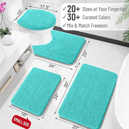 OLANLY Large Bathroom Rugs 44x32, Extra Soft Absorbent Chenille Bath Rugs, Rubber Backing Quick Dry, Machine Washable Bath Mats for Bathroom Floor, Tub and Shower, Home Decor Accessories, Teal