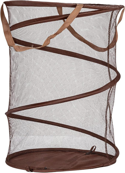Household Essentials Pop-Up Mesh Laundry Hamper, Brown