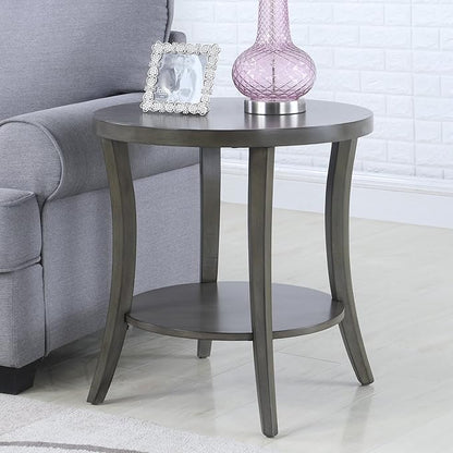 Roundhill Furniture Contemporary Perth Oval Shelf Coffee Table Set, Grey