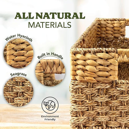 Small Wicker Baskets for Storage 2-Pack, Natural, Woven Baskets for Organizing Living Room, Pantry, Shelves, Wicker, Decorative - Small Size - 8x7x5.5 inches