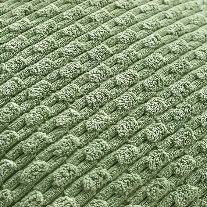 Set of 4 Sage Green Decorative Throw Pillow Covers 22x22 Inch Corduroy Pillow Covers for Bed Couch Sofa Living Room Soft Square Cushion Cases