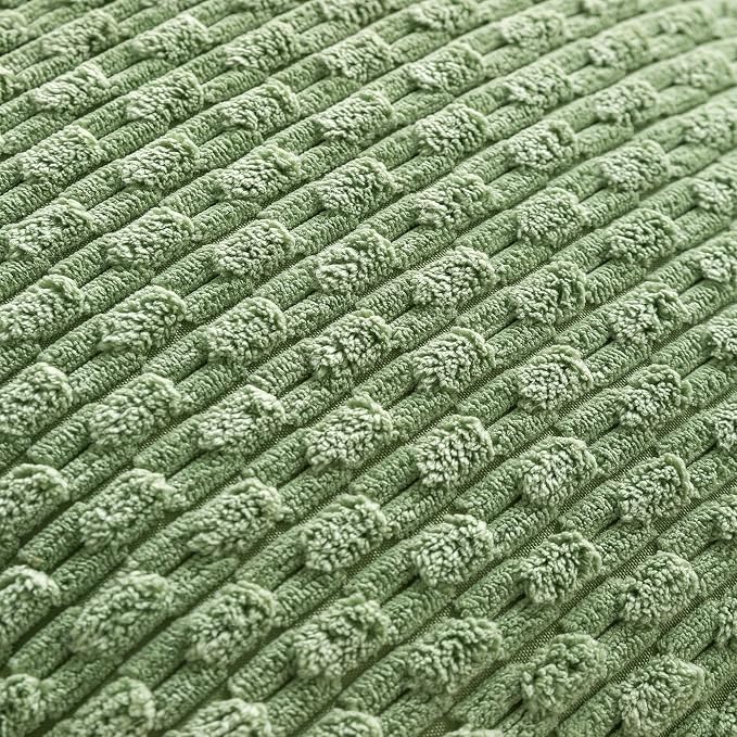 Set of 4 Sage Green Decorative Throw Pillow Covers 18x18 Inch Corduroy Pillow Covers for Bed Couch Sofa Living Room Soft Square Cushion Cases