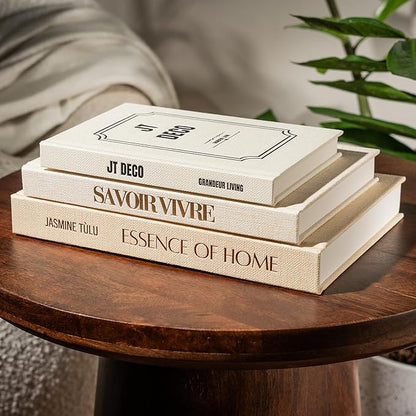 Decorative Books for Home Decor - Coffee Table Hardcover Book Set of 3 - Faux Books for Decoration for Coffee Table, Living Room, Bookshelf - Blank Pages, Foil Stamping - Removable Covers