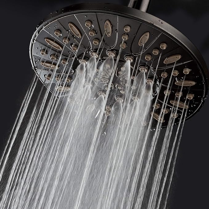 AquaDance OIL RUBBED BRONZE High Pressure 6-Setting 7" Rain Shower Head – Angle Adjustable, Anti-Clog Showerhead Jets, Tool-Free Installation - USA Standard Certified - U.S. Brand