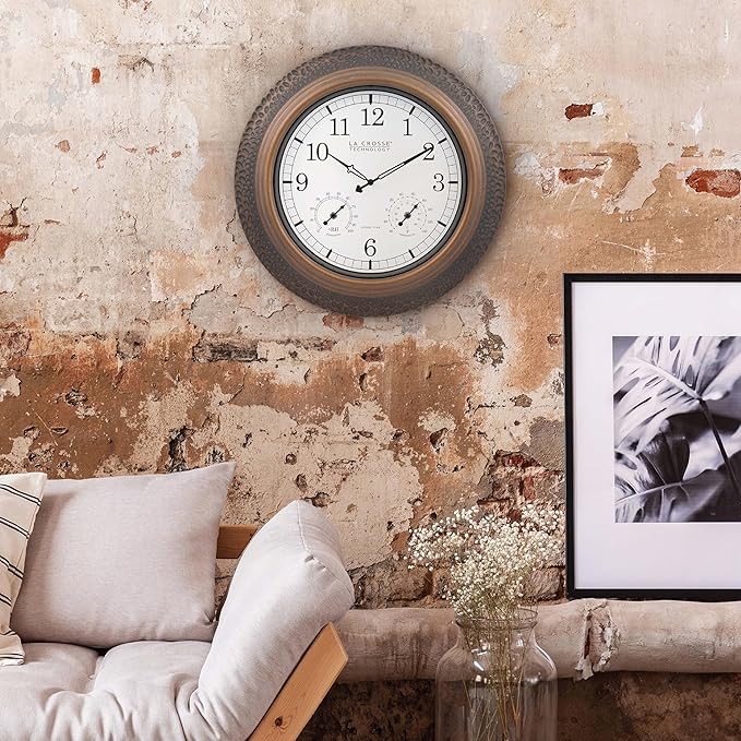 La Crosse Technology 21 in. Indoor/Outdoor Marcella Metal Atomic Wall Clock